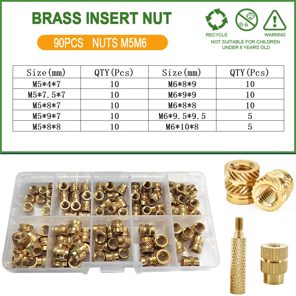 

Нагревательный набор гайка с кольцевой вставкой из латуни M2 M2.5 M3 M4 M5 M6 термоплавкий фланцевый встраиваемый впрыскивающий гайка набор наконечников для пайки 3d-печать