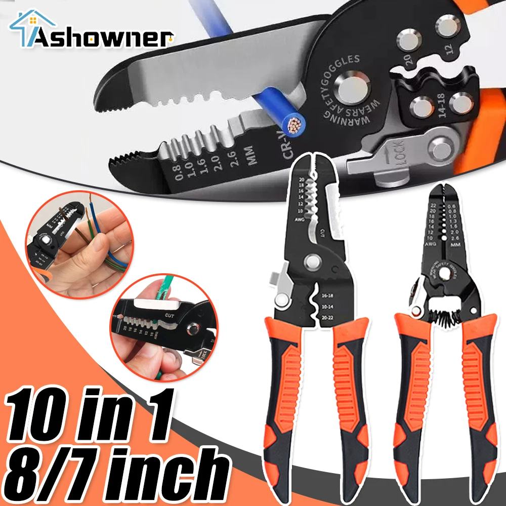  10 in 1 Wire Pliers Stripper Multifunctional Electrician Peeling Household Network Cable Wire Stripper Puller Stripper Tools 