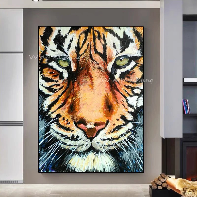 Современная абстрактная картина с изображением тигра и лица Крутое животное