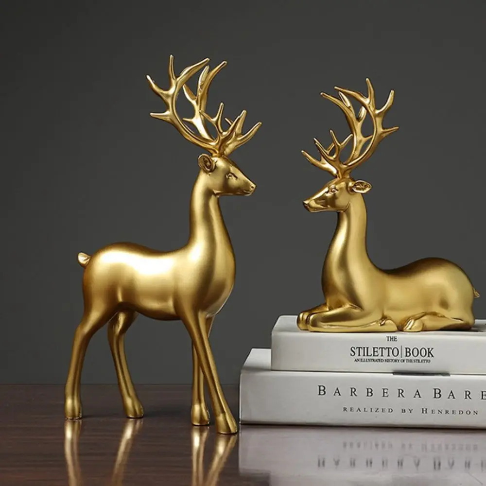 

Style Sitting Standing Deer Living Room Animal Office Desk Decorative Animal Statues Home Decoration Deer Model Deer Figurines