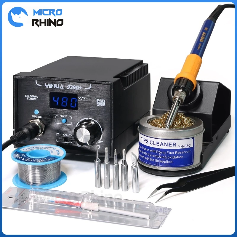 Enlarge New YIHUA 936 Soldering Station Adjustable Constant Temperature Soldering Station 939D+ C/F Temperature Soldering Iron Kit Set