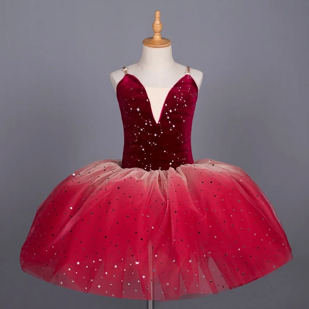 

Красное женское платье, детские костюмы для выступлений, балетное платье, юбка с регулируемыми лямками, платье балерины для девочек