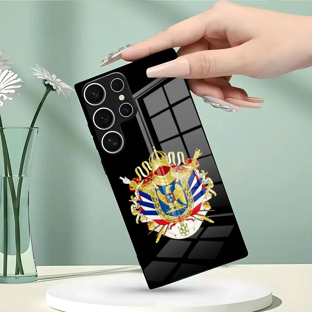 Чехол для телефона с гербом Наполеона для Samsung S26 S25 Edge S24 S23 S22 Ultra Plus Fe A57 A37 A17 A56 5G, стеклянная крышка (art.: 3920db03eacaf) - 3920db03eacaf