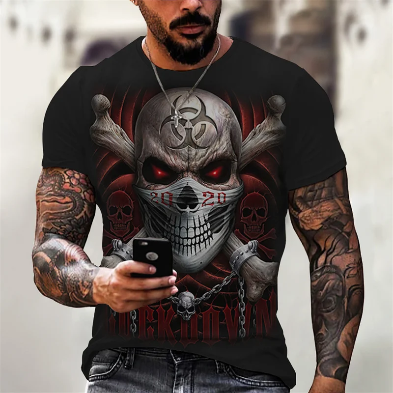 

Vintage Print T Shirt for Men 3D Skull T Shirt Hip Hop Summer Short Sleeve Oversized Tops Camisetas O-Neck Casual Men's Clothing