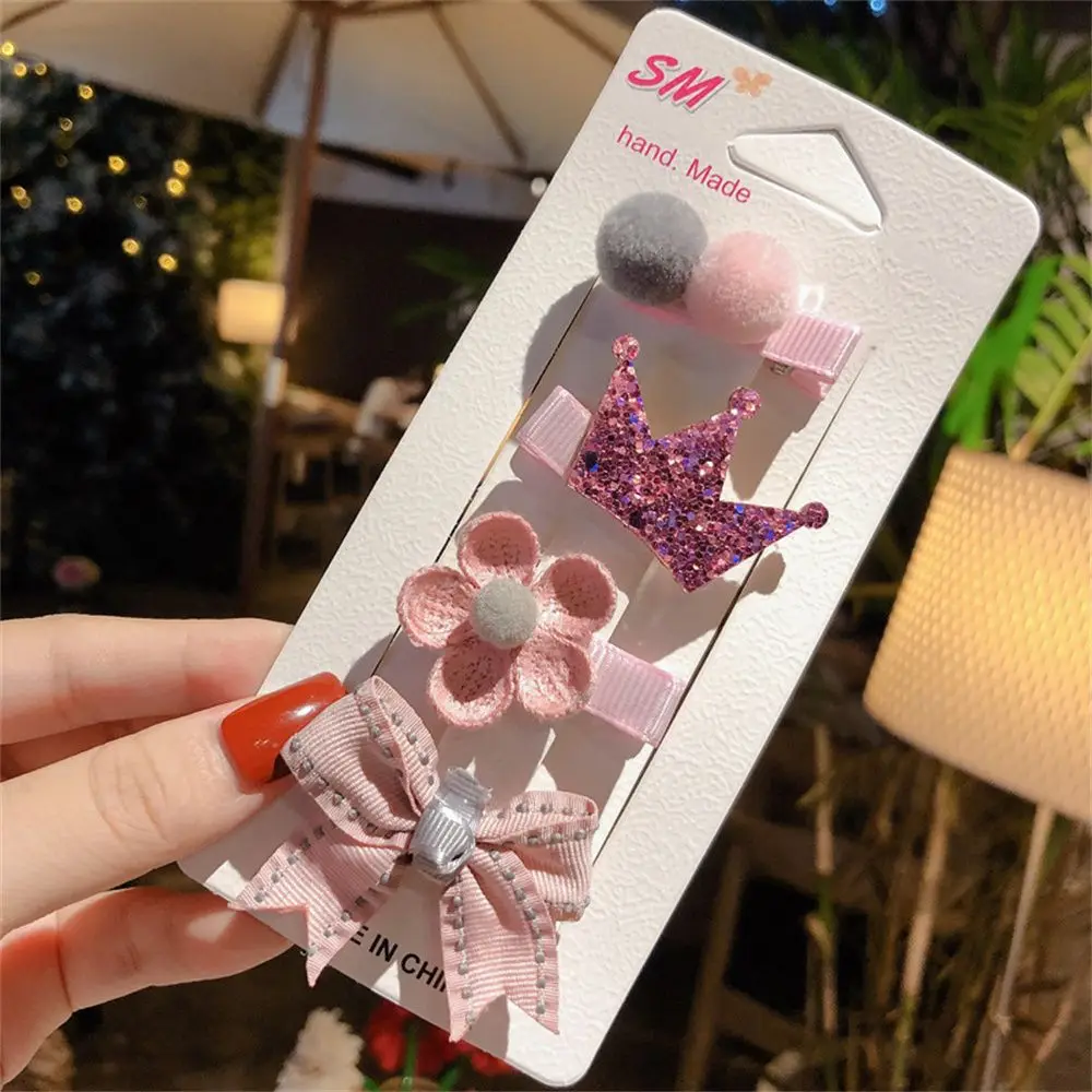 

3/4 шт., детские заколки для волос с бантом