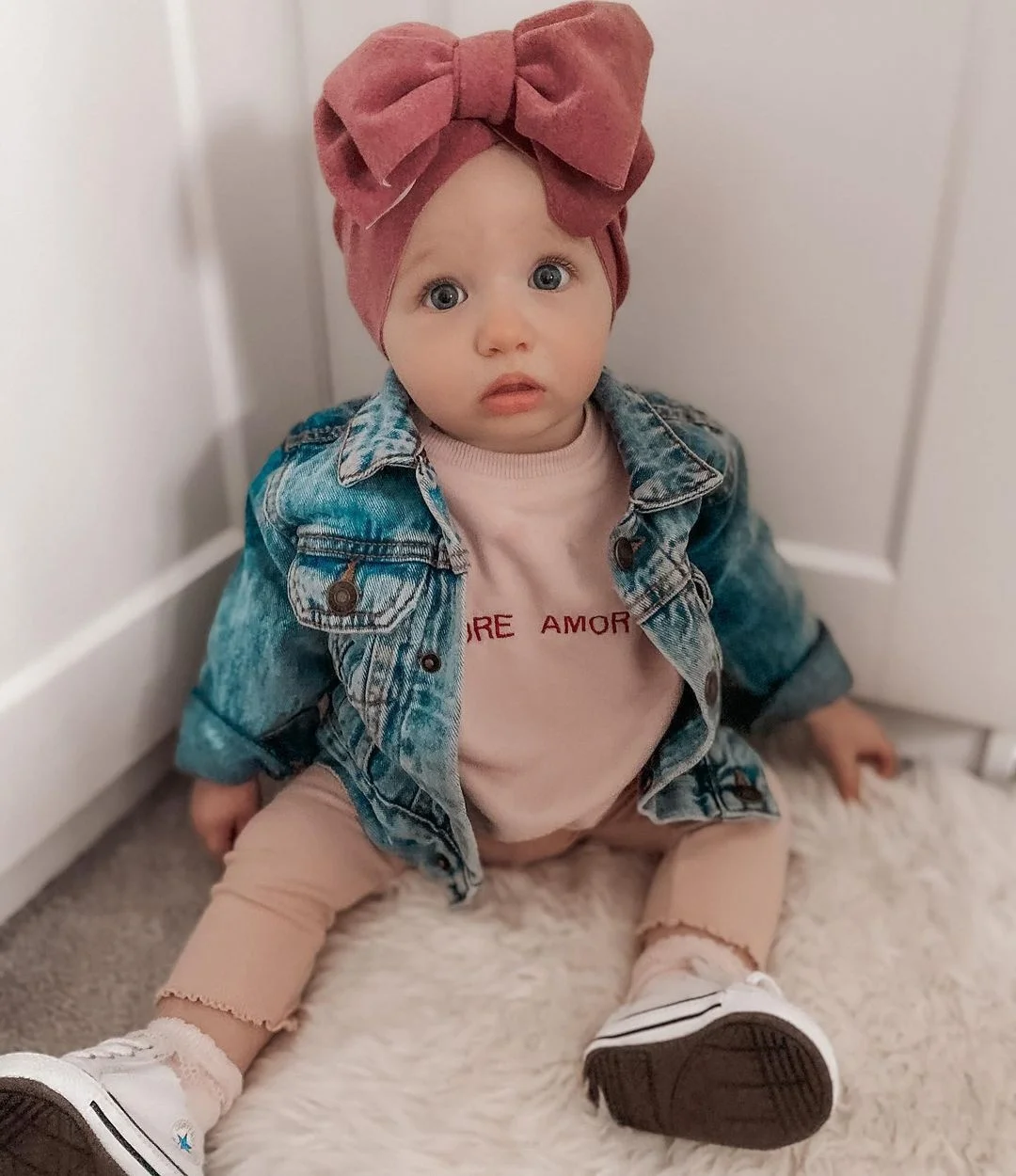 

Baby Hat Double Layer Big Bow Fold Baby Pullover Hat Newborn Children Hat Wholesale