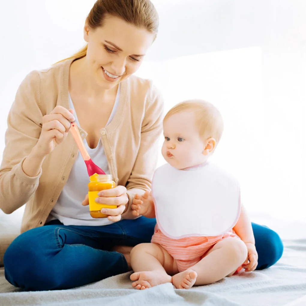 

Ложка детская силиконовая с датчиком температуры, Термочувствительная вилка для малышей, безопасная ложка для кормления детей, столовая по...