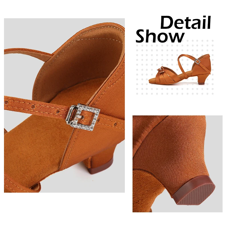 New Styles Girl's Ballroom Dance Shoes Latin Shoes for Women Children 4 CM Low Heels Practice Dancing Shoes Salsa Tango Sandals