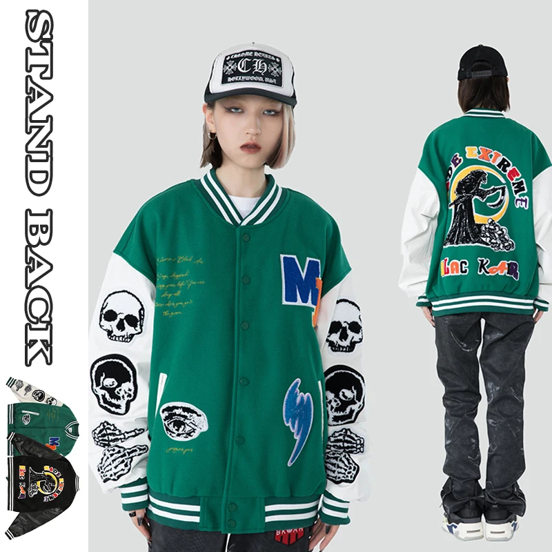 Парная бейсбольная куртка в стиле Харадзюку для мужчин осенняя куртка-бомбер