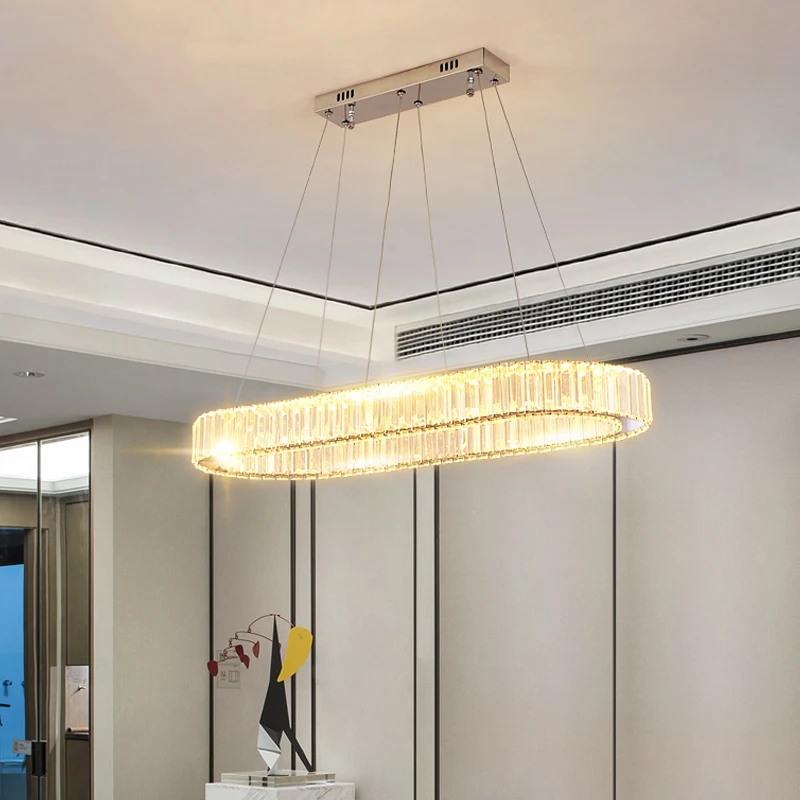 Современная Золотая потолочная овальная светодиодная люстра роскошная