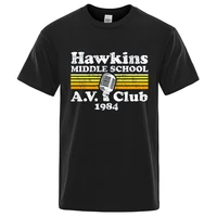 hawkins middle school a v club 1984 male t shirt fashion print t shirt personality oversize t shirts summer cotton men clothing