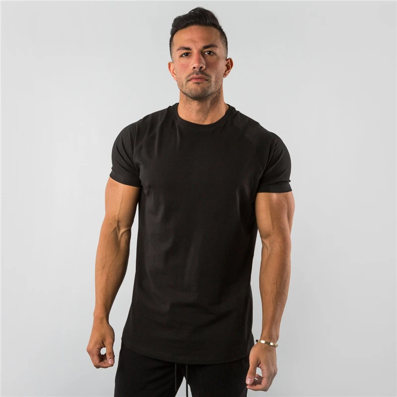 

A1957 Zomer Solid Katoen Korte Mouw T-shirt Mannen Gym Kleding Mode Plain Tight Tops Tees Sport Bodybuilding Fitness T-shirt