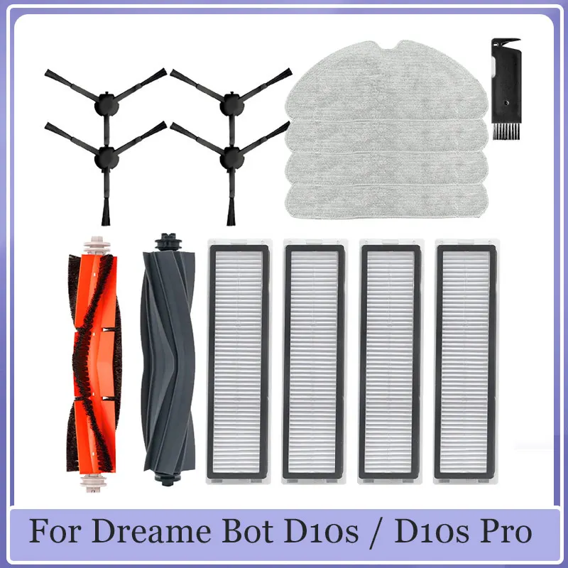 

Аксессуары для робота-пылесоса Dreame Bot D10s / D10s Pro, ролик, основная боковая щетка, фильтр НЕРА, насадка для швабры, запасные части