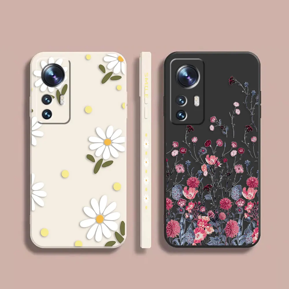 

Phone Case For Xiaomi 13 12 12T 12S 11 11T 10 10S 9 Pro Ultra Lite Colour Simple Case Cover Funda Cqoue Shell Capa Pretty Flower