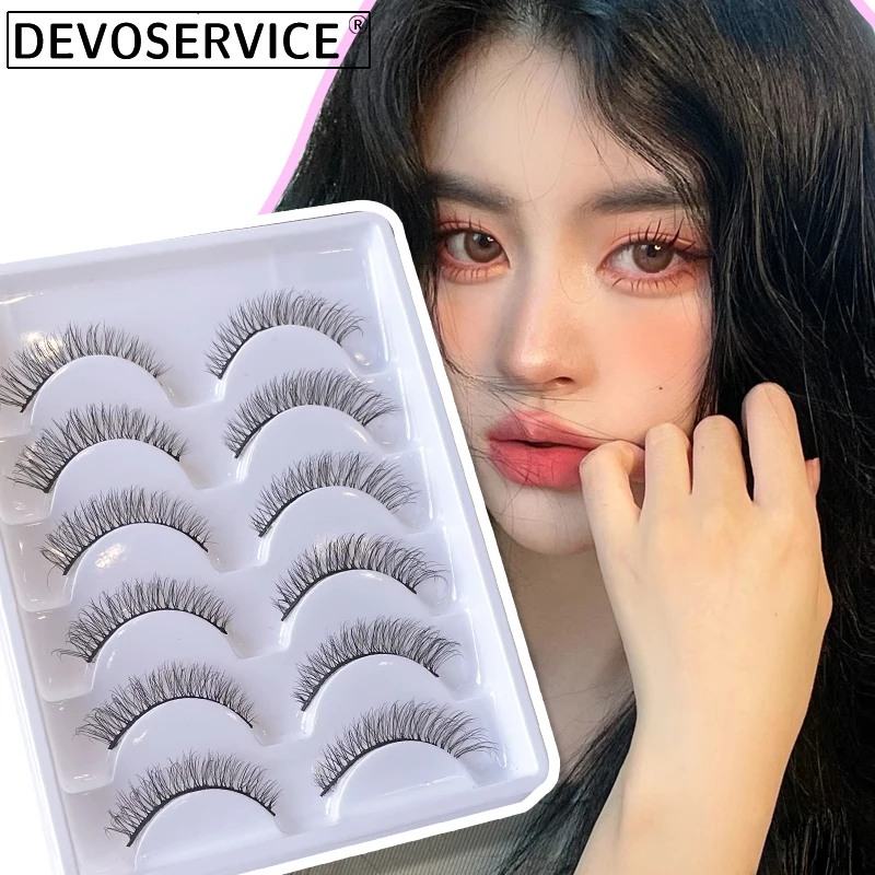 

DEVOSERVICE Lashes 6 Pairs D Curl 3D Faux Mink Eyelashes Lasting Thick Long Fluffy Messy Lashes Dramatic Volume Lashes Extension