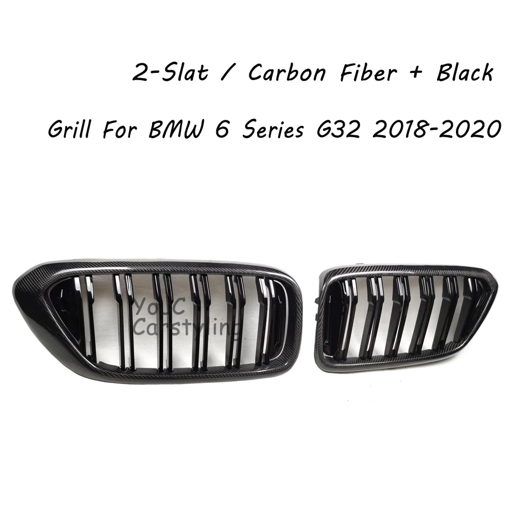 G32 Настоящее углеродное волокно двойная линия решетка для BMW 6 серии GT 2018-2020