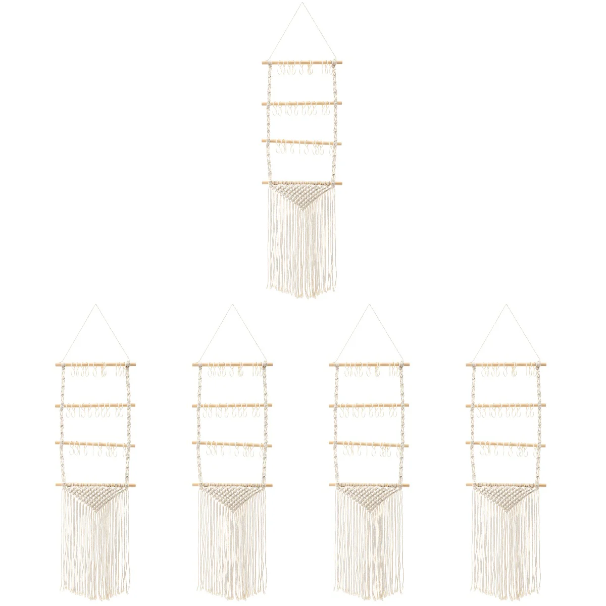 

5pcs Wall Tassels Hair Organizer Macrame Hair Holder Hanging Hair Clips Hanger