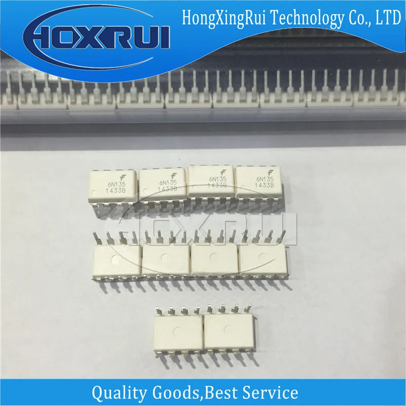 (10 шт.), оптопара 6N135M DIP-8, выход транзистора, 1 канал, DIP, 8 контактов, 50 мА, 5 кВ, 7%