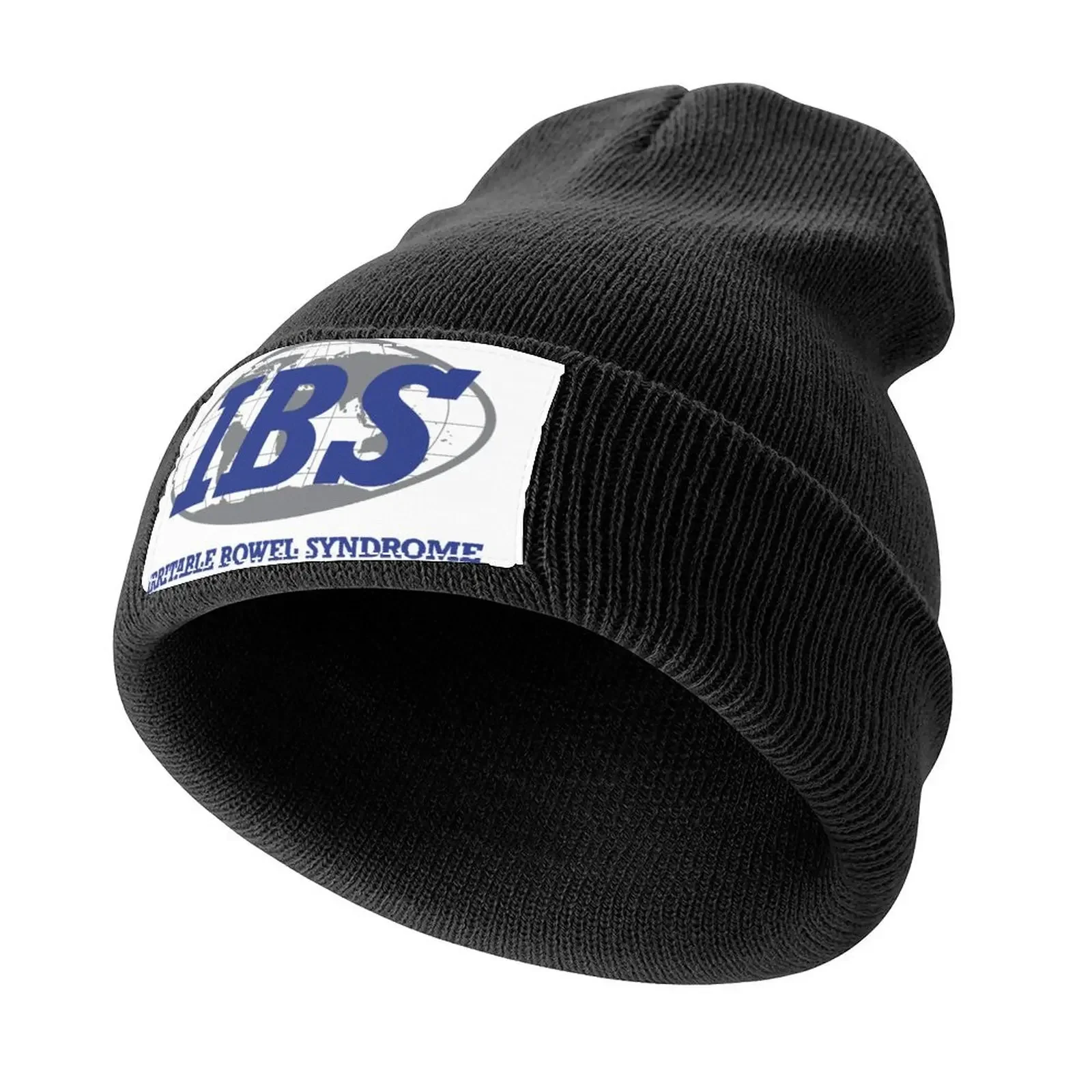 Фото IBS - Драстворимый синдром кишечника (синий) Вязаная шапка с термозащитным козырьком для мужчин и женщин №1