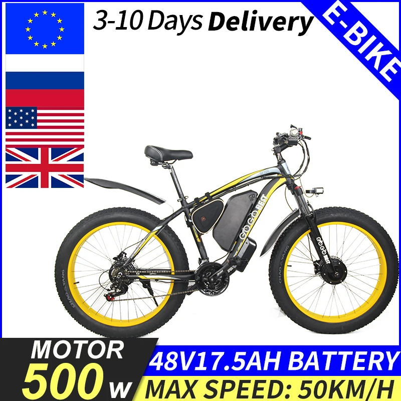 EU/US/UK Warehouse GF700 Dual 500W Motor 26 Inch Electric Fat Tire Bike 48V17.5Ah Lithium Battery Hydraulic Brake 4.0 Wheel