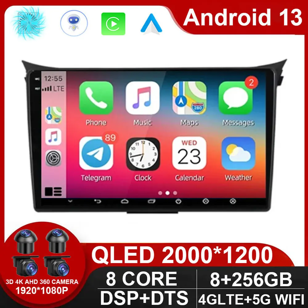 Автомобильный радиоприемник Android 13 для Hyundai I30 Elantra GT 2012 2013 2014 2015 2016 Авторадио Carplay