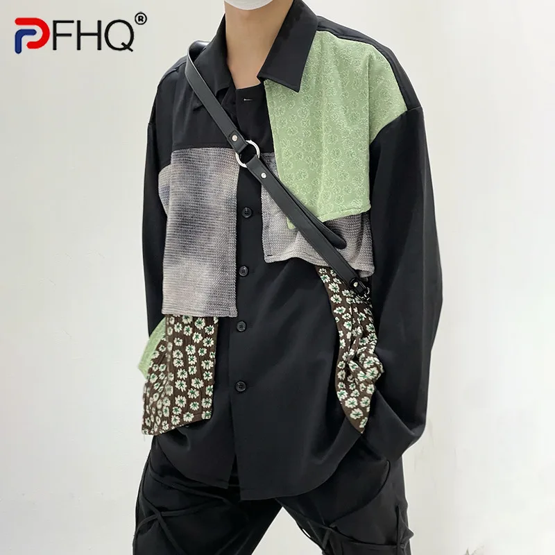 

PFHQ Tie-dyed Color Contrast Design Men's Shirts High Quality Elegant Trendy Street Wear 2023 Thin Original Free Shipping Tops