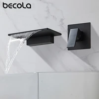 becola modern wall mount mixer tap sink faucet mixer waterfall bath with large shelf platform matte black white basin faucet
