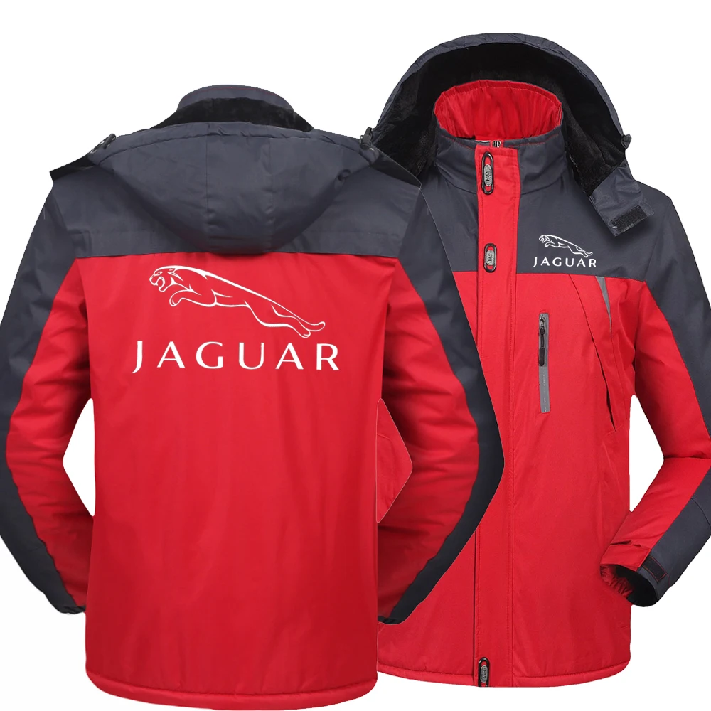 

New Winter Men's Jaguar Car Logo Windproof Hooded Jackets Thick Warm Coats Male Outwear Mountaineering Overcoat Windbreaker