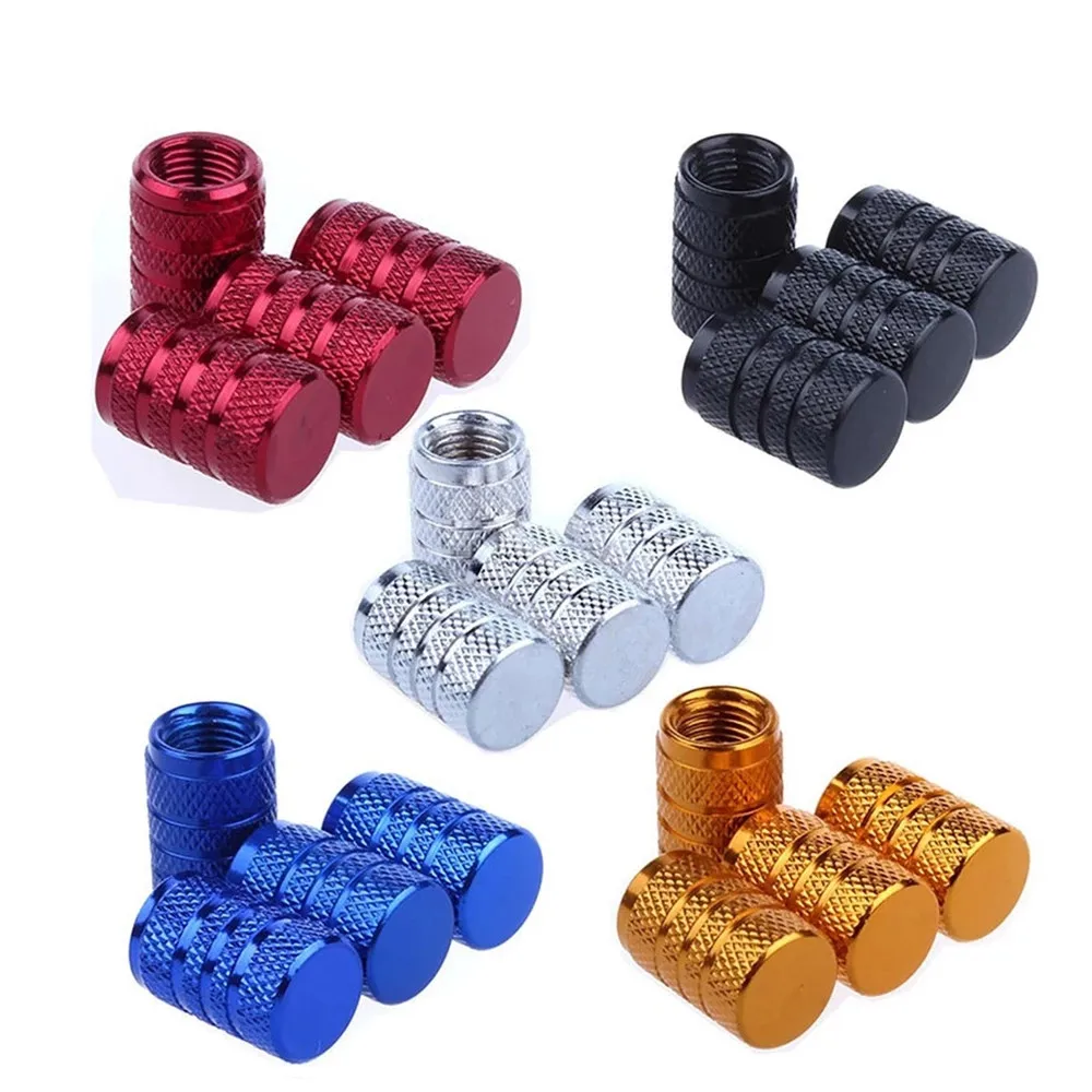 

4Pcs Silver Car Tire Valve Stems Cap Knurling Style Tire Valve Cap Aluminum Tire Wheel Stem Air Valve Cap for US Schrader