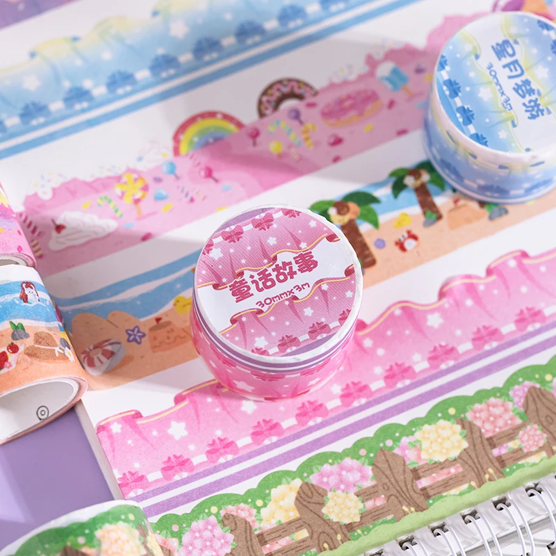 

1Roll/Set Cute Tale Landscape Tape Planner Masking Art Aesthetic Decorative Adhesive Label Stationery Diy Scrapbooking Stic