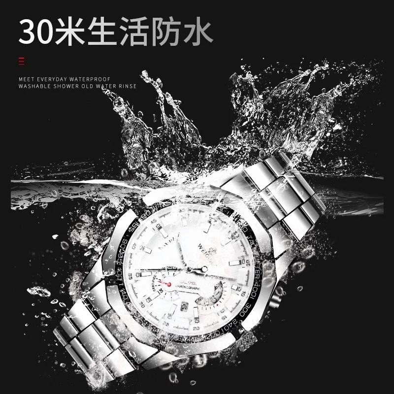 

Automatic 28 Movement Watch Men's Non-mechanical Hollow Calendar Waterproof Luminous Stainless Steel Belt Quartz Watches Relogio