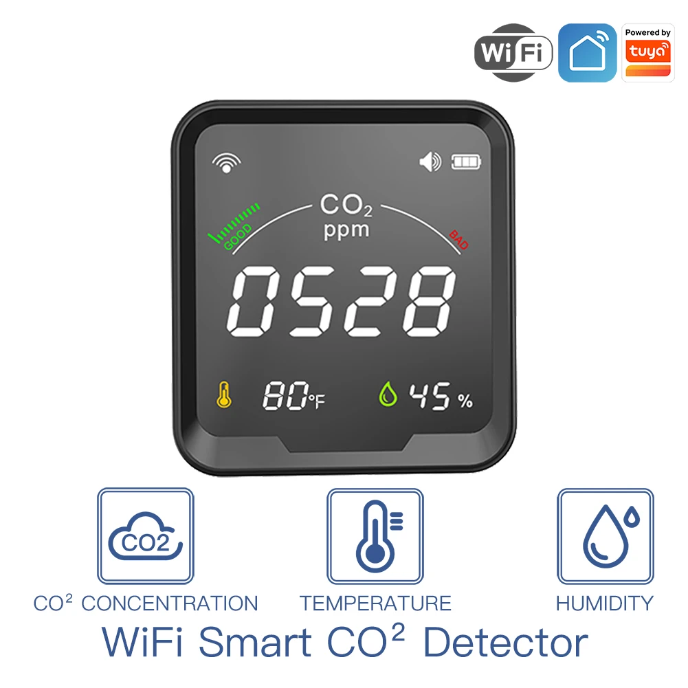 

Tuya Smart WiFi CO2 LCD монитор качества воздуха точный контроль в реальном времени умный жизнь приложение контроль температуры и влажности углекисл...