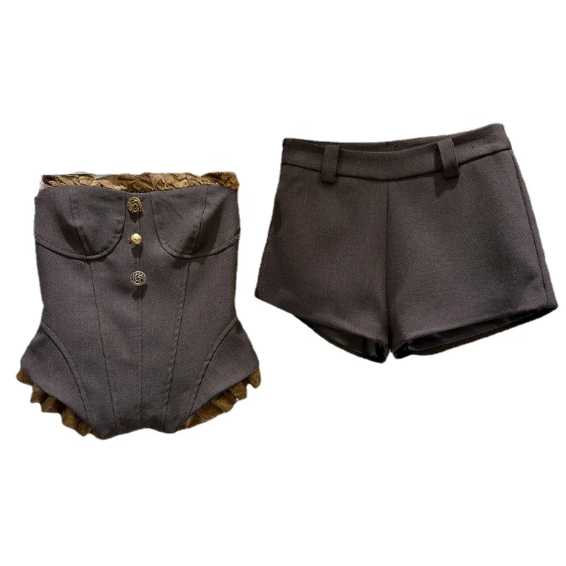 Женский летний комплект из двух предметов кружевной топ с цветочным кружевом и