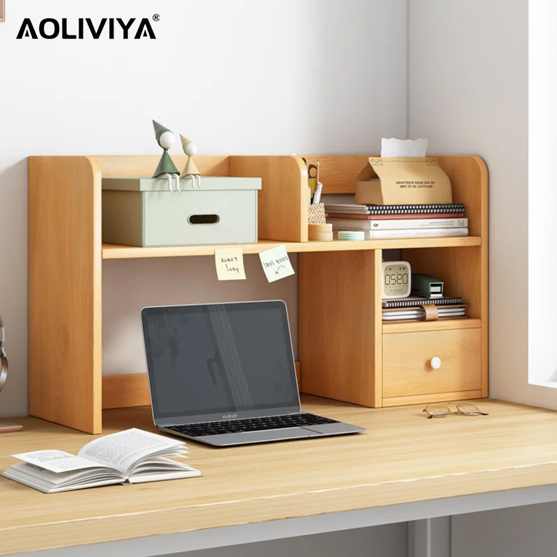 AOLIVIYA Bookshelf Desktop Storage Rack Bedroom Small Student Dormitory Table Shelf Office Desk Bookcase File Rack