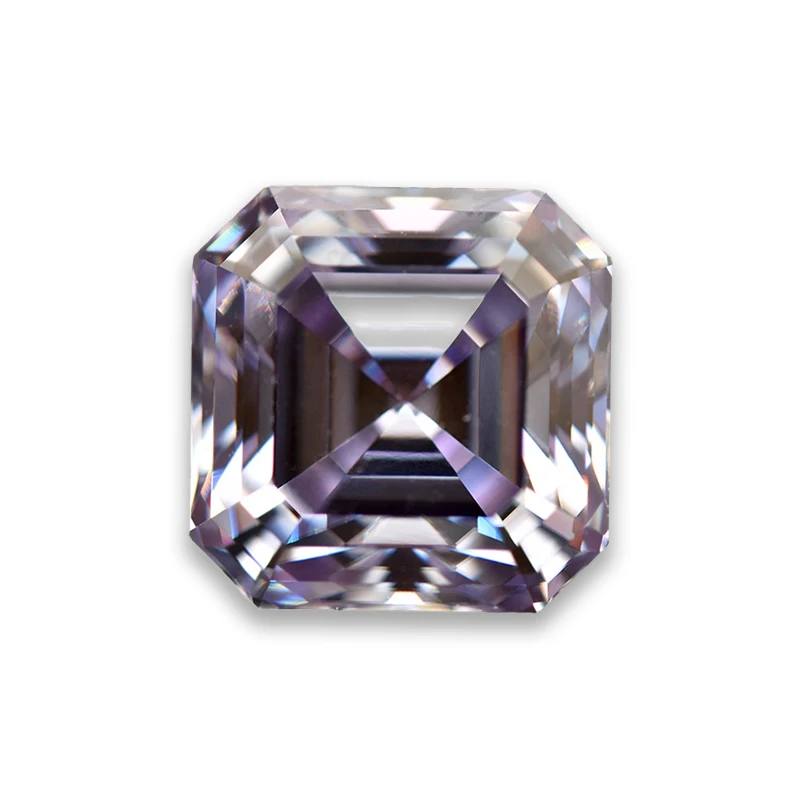 Камень из муассанита светло-фиолетового цвета Asscher Cut свободный драгоценный