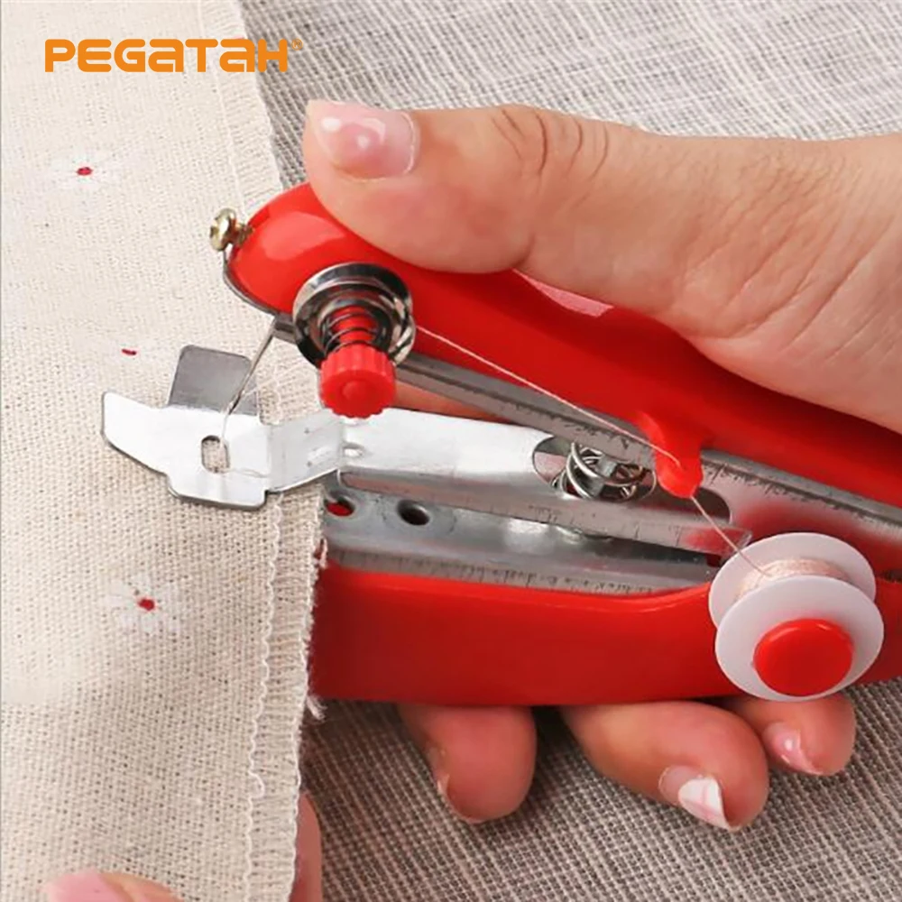 

Hot Home Travel Use Mini Portable DIY Needlework Cordless Hand Sewing Machines Hand-Held Clothing Fabrics Manual Sewing Tools