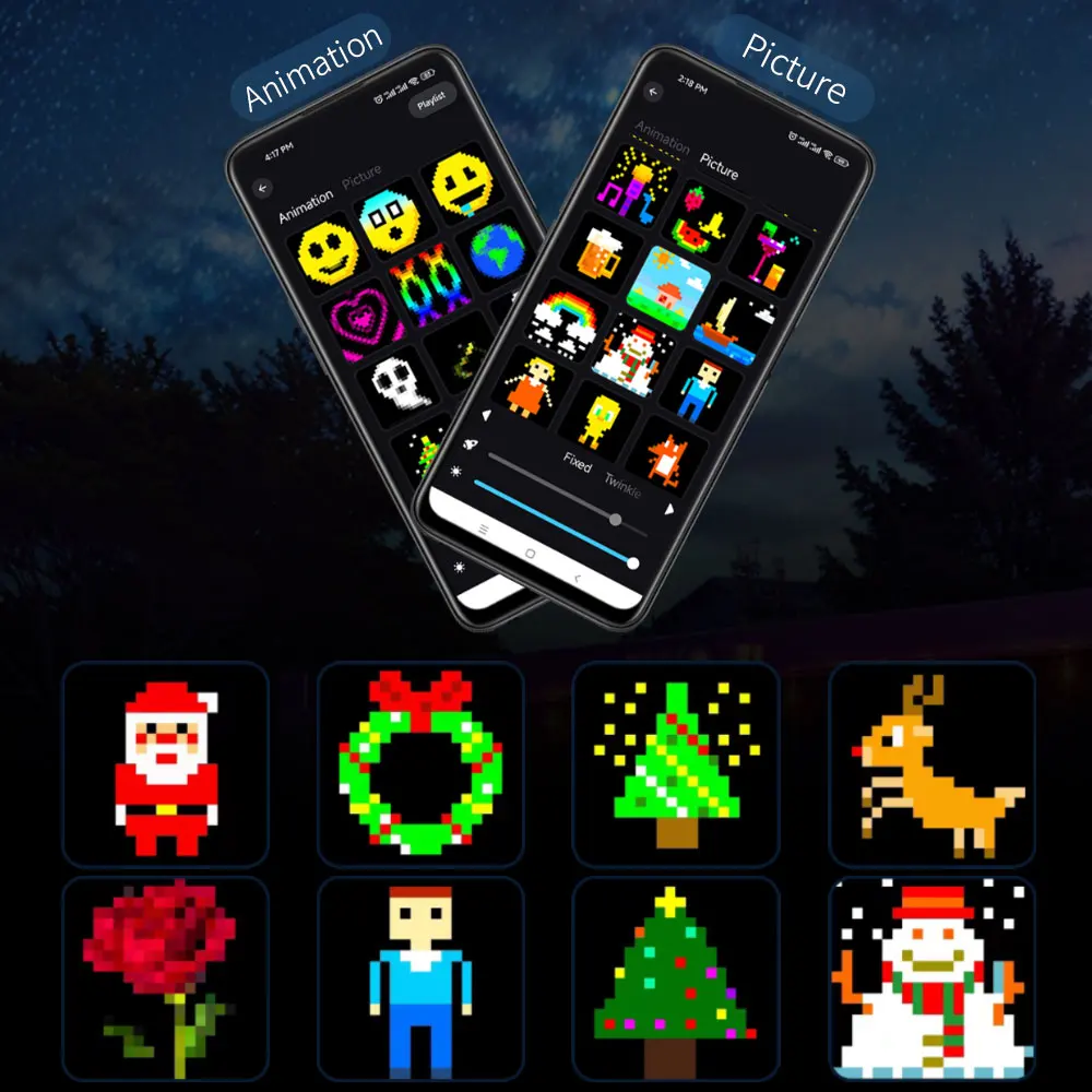 Светодиодная смарт-гирлянда WS2812B 400 светодиодов с управлением через приложение