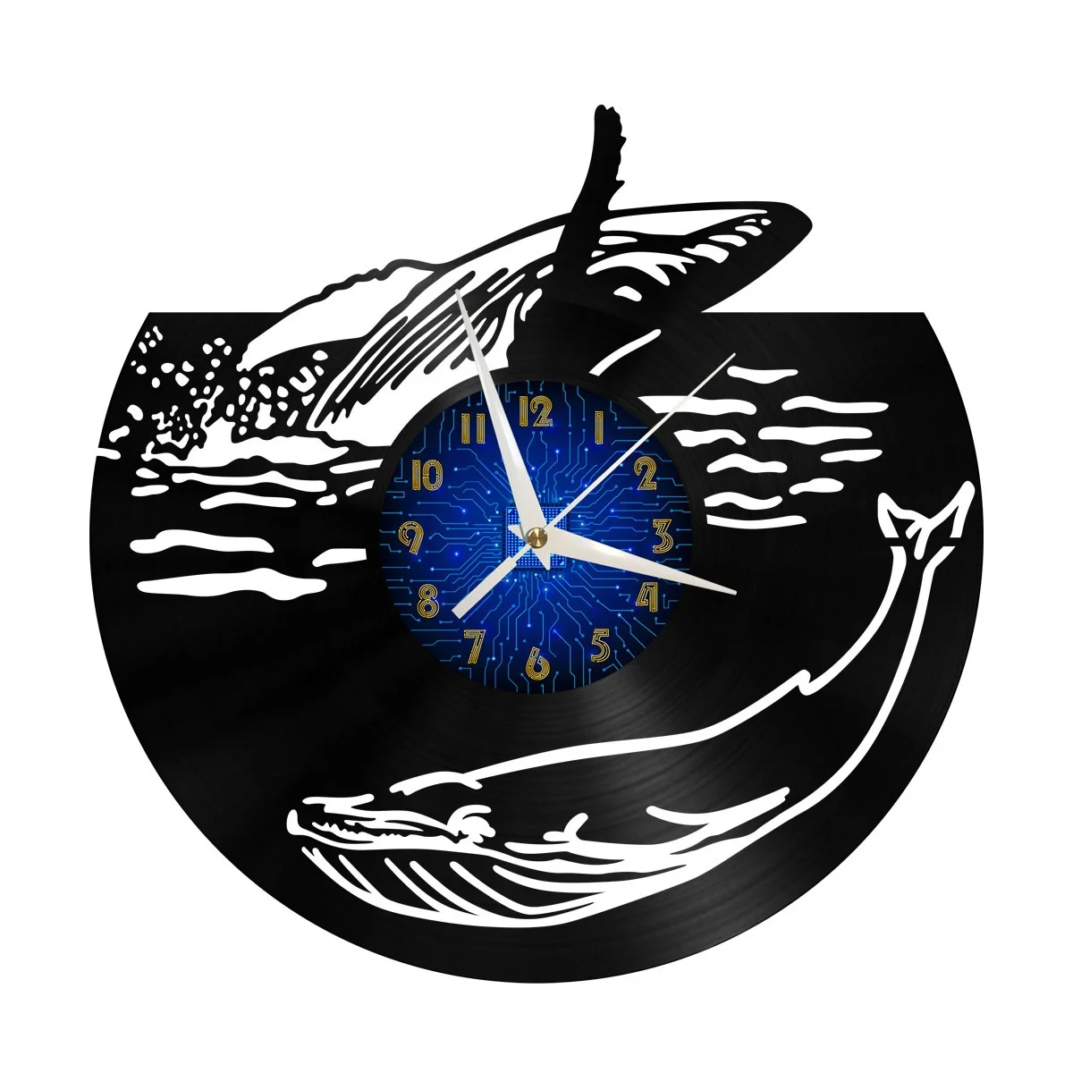 

Whale Vinyl Wall Clock, Vinyl Record Clock Wall Art Silent & Non-ticking