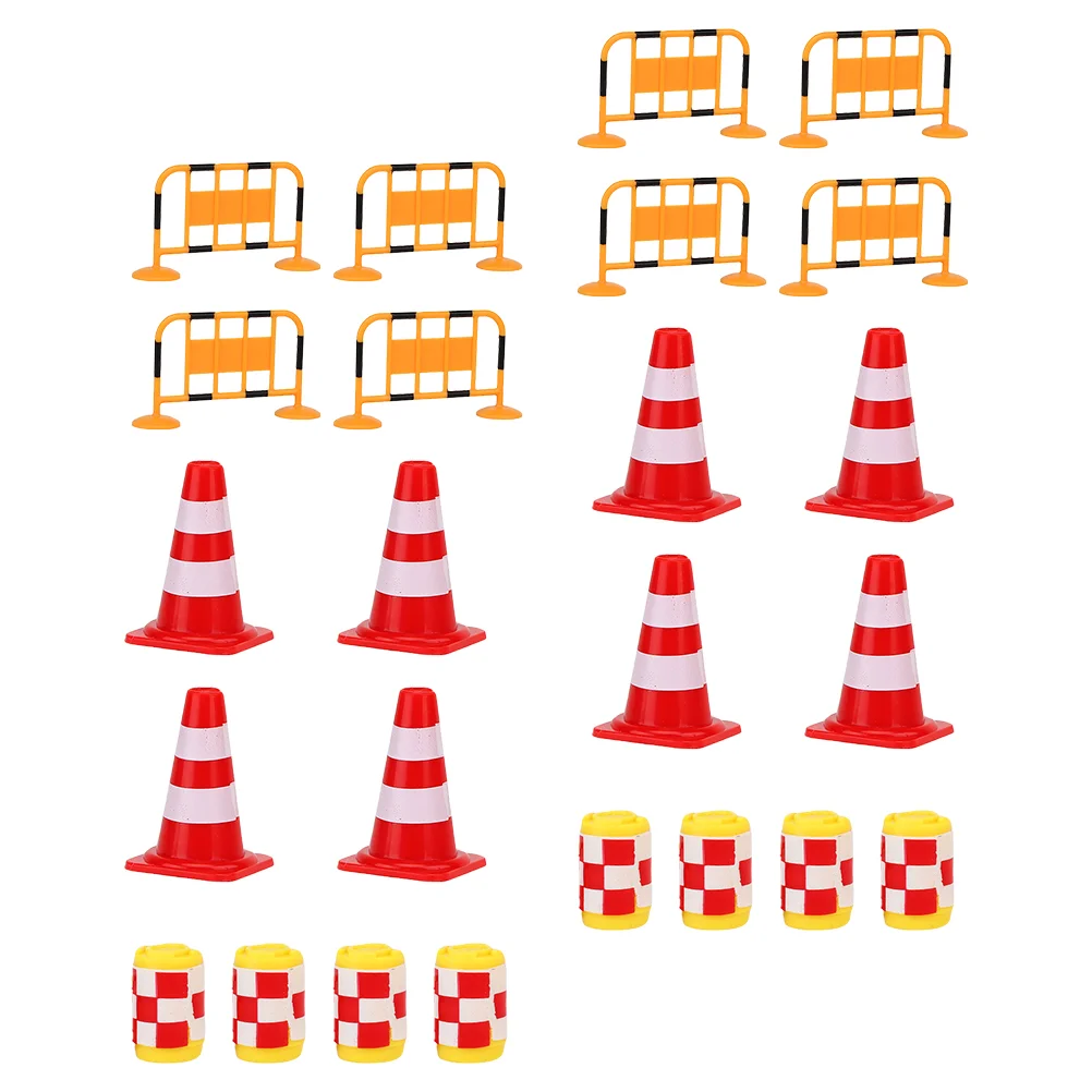 

24 Pcs Traffic Road Sign Barricade Mini Cone Toy Simulation Signs Toys Roadblock Kids Playset Children Plaything