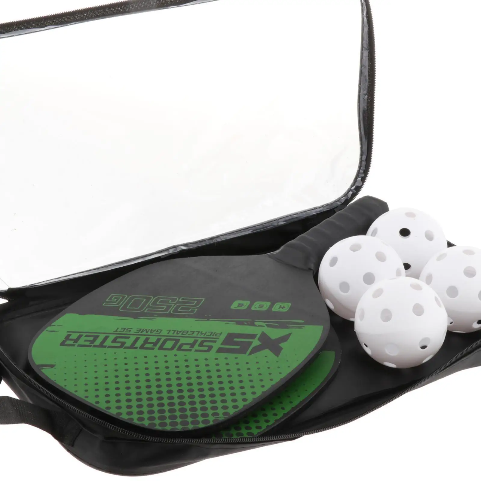 

Deluxe Pickleball Paddles Set Includes Wood Rackets 4 Balls and Storage Bag