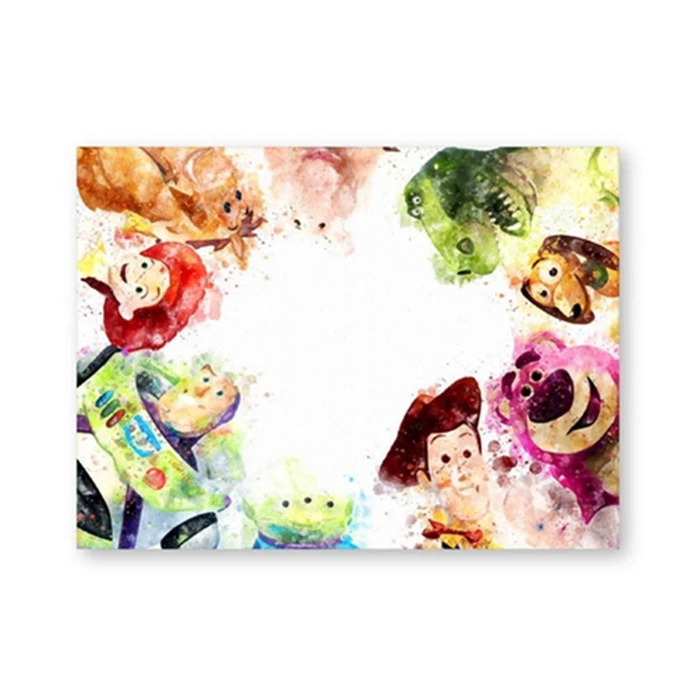 

Watercolor Cartoon Character Canvas Posters and Prints Nursery Wall Art Anime Role Picture for Kids Bedroom Decorative Painting