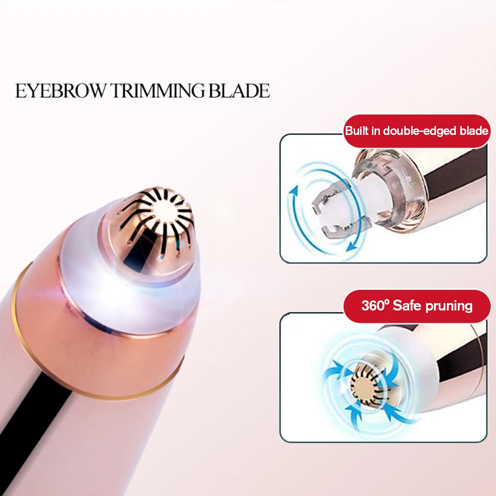 

USB Rechargeable Hair Remover 2 In 1 Electric Eyebrow Trimmer Women Shaver LED Light Lady Epilator Razor Face Makeup Tool