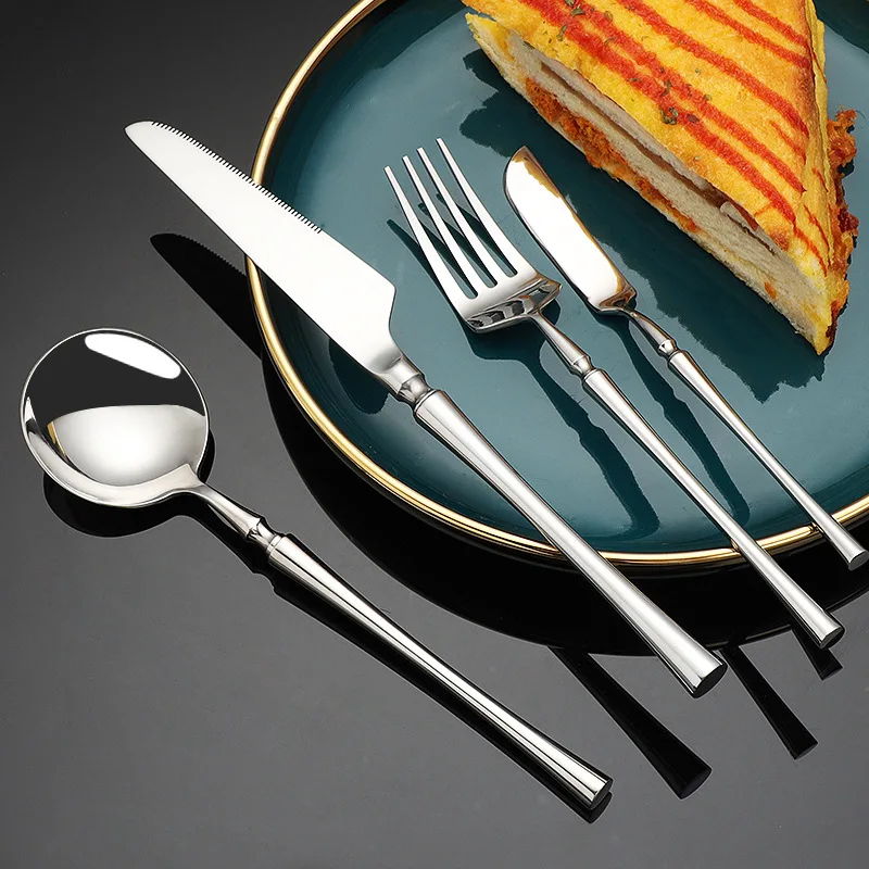 

Stainless Steel Silverware Portable Dinnerware Set Kitchen Cutlery Knife Fork Spoon Chopsticks Dinner Home Western Tableware