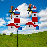 whirligig pinwheel fine workmanship bright color convenient to carry 3d house windmill toy pinwheel toy for outdoor