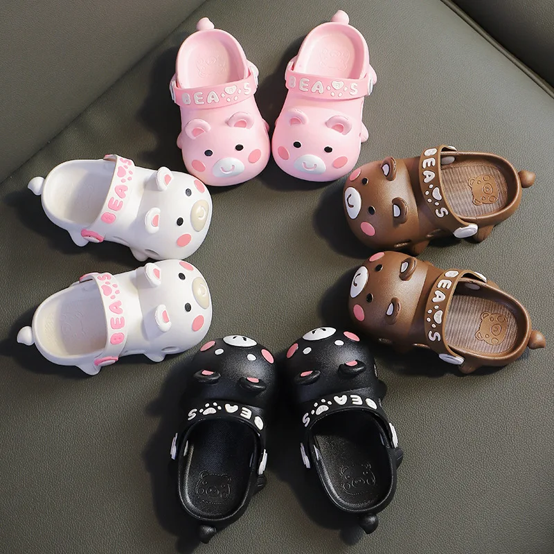 0-18y Kids Mules & Clogs Summer Baby Boys Girls Sandals Non-slip Cute Bear Pvc Beach Slippers Children Garden Shoes H14