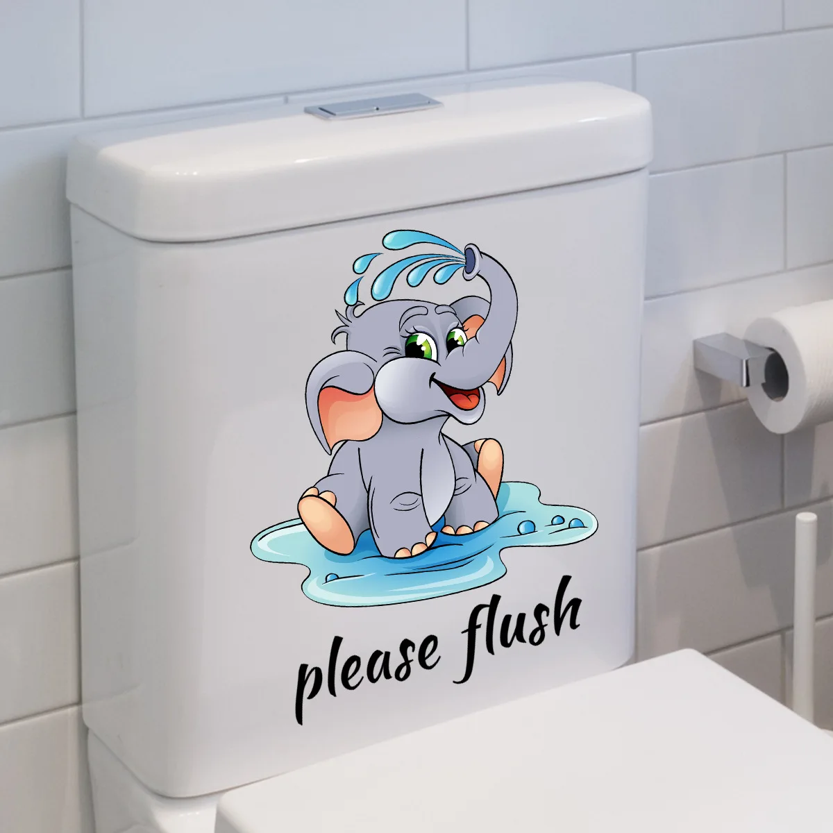 

Cartoon Animal Toilet Stickers Wall Stickers Bathroom Decoration Self-Adhesive Paintings Removable PVC Stickers