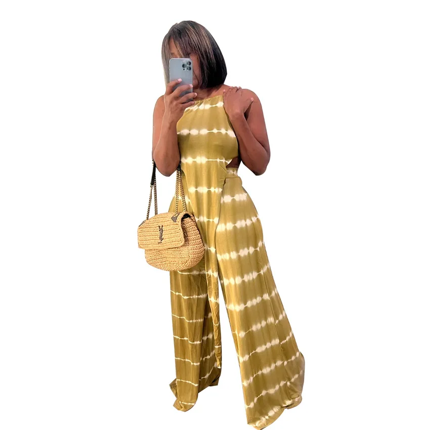

Sexy Loose Pants Irregular Print Fashion Two-Piece Set Tie Dye Women Summer Suits
