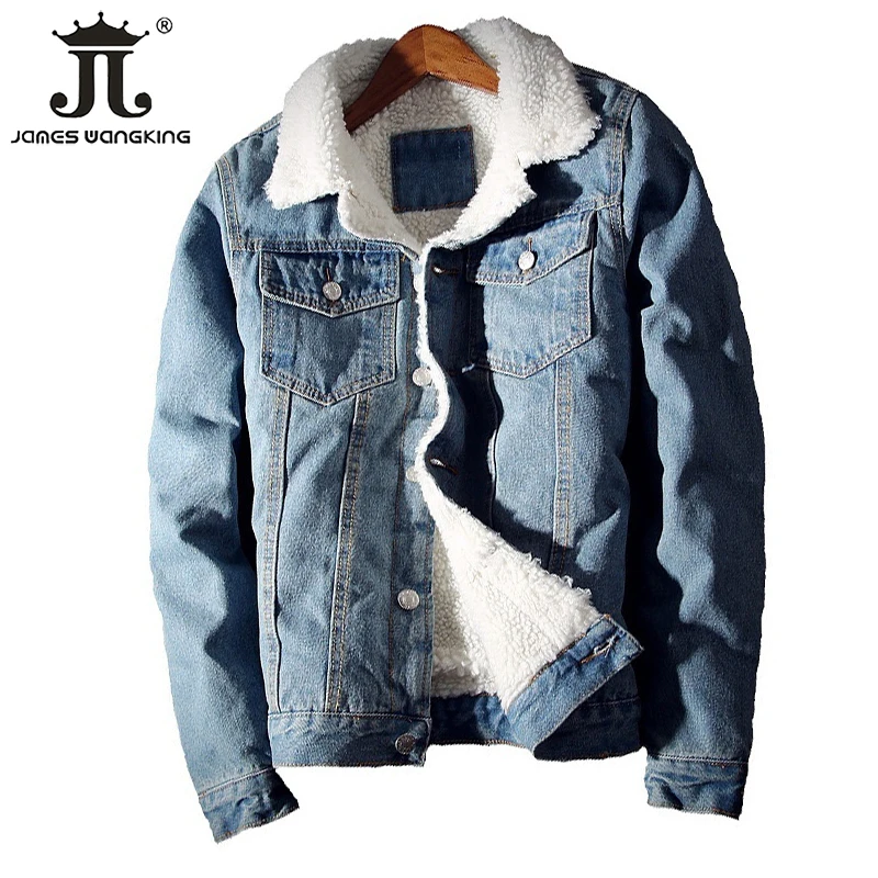 

6XL New Autumn and Winter 2022 Fashion Boutique Thick Wool Warm Thickening Denim Male Jacket Mens Slim Casual Coat