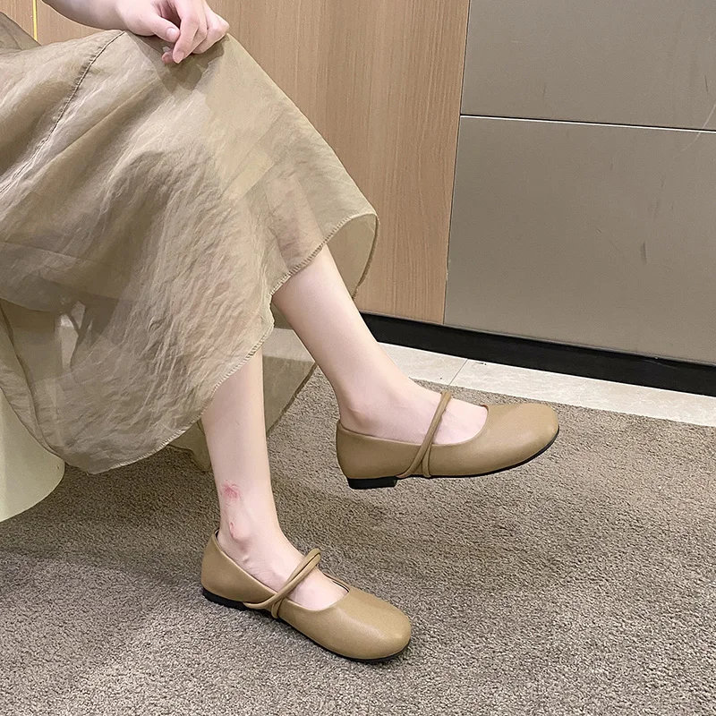 2023 New Women's  Spring Autumn Leather Comfort Flat Slip-On Shoes Flower Fashion Women's Shoes Zapatos De Mujer