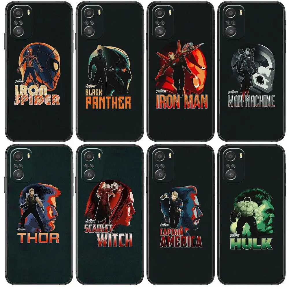 

Marvel Hero Cell phone For Xiaomi Redmi Note 10S 10 9T 9S 9 8T 8 7S 7 6 5A 5 Pro Max Soft Black Phone Case